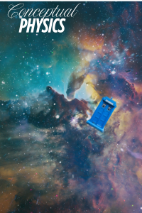 A space nebula with a blue police box flying through it.